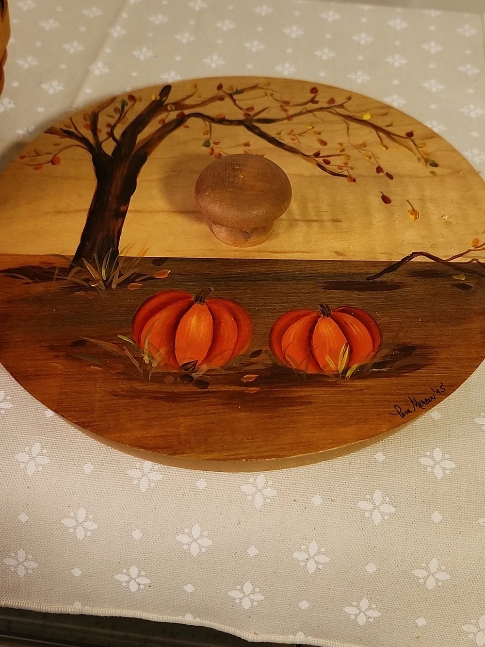 Longaberger 1995 Pumpkin Basket With Hand Painted Lid